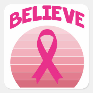Geloof roze lintretrob vierkante sticker