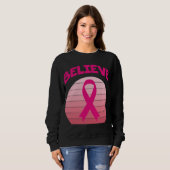 Geloof roze ribbon retro Sweatshirt (Voorkant volledig)