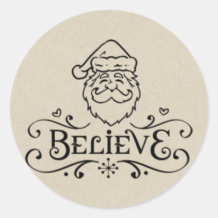 Geloof Rustieke KERSTMAN Kerstvakantie Favoriete B Ronde Sticker