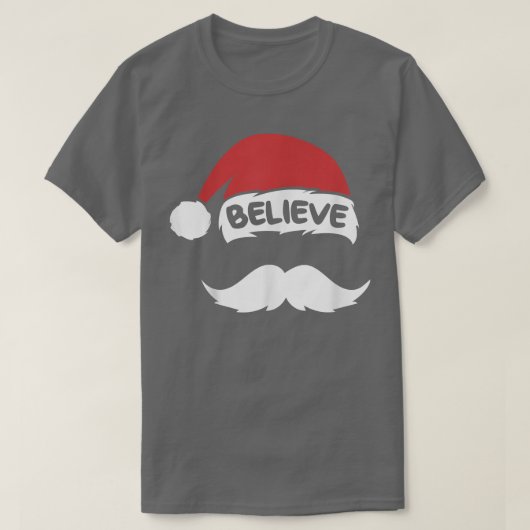 Geloof Santa Hat Quote met Mustache Kerstmis Fa T-shirt (Design voorkant)