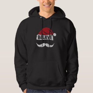 Geloof Santa Hat Snor Grappige Kerstkleding Hoodie