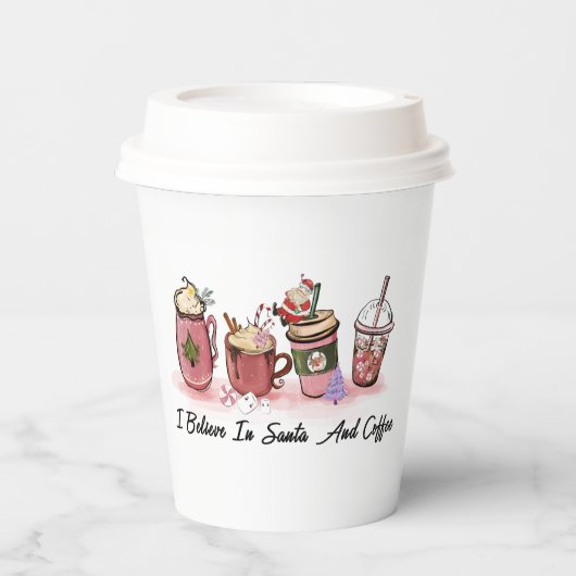 geloof Santa koffie grappig feest Papieren Bekers (Voorkant)