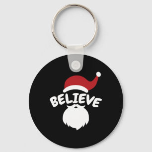 Geloof Santa Schattige Kerstmis Sleutelhanger