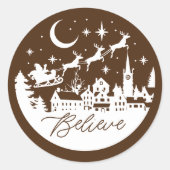 Geloof Santa Silhouette Ronde Sticker (Voorkant)