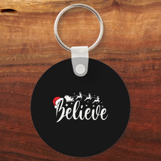 Geloof Santa Xmas Pyjama Fun Christmas Vibes Manne Sleutelhanger (Voorkant)