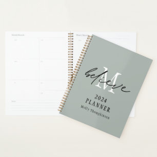 Geloof Script 2024 Monogram Initiaal Naam Sage Planner