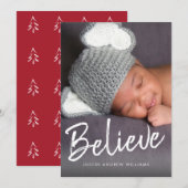 Geloof Script Baby's Eerste Kerst Mis Foto Feestdagenkaart (Voorkant / Achterkant)