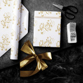 Geloof script | Gold Holiday Snowflake Floure Cadeaupapier