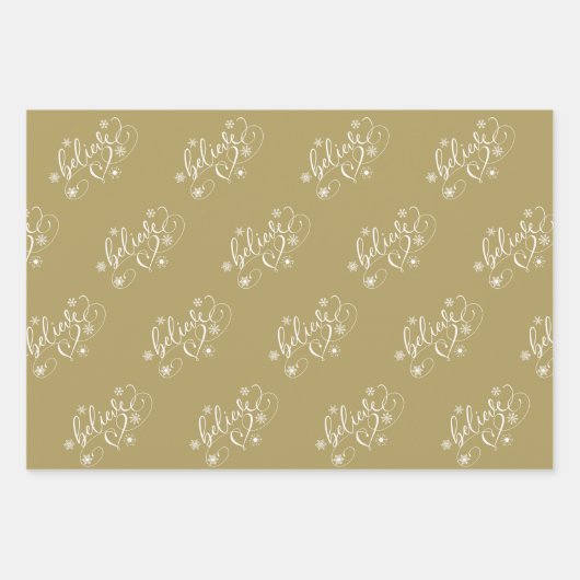 Geloof script | White Holiday Snowflake Flourish Inpakpapier Vel (Voorkant 2)