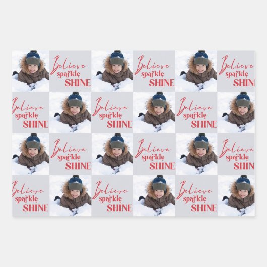 Geloof Sparkle Shine Square Photoset van 3 Inpakpapier Vel (Voorkant 2)