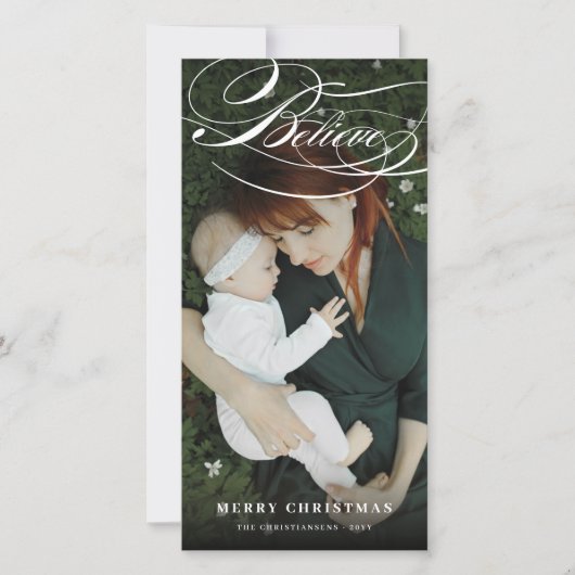 Geloof Swash Script Religieuze kerstfoto Feestdagenkaart (Voorkant)