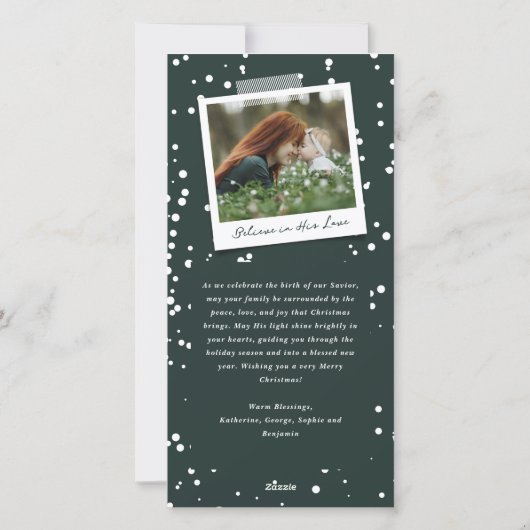 Geloof Swash Script Religieuze kerstfoto Feestdagenkaart (Achterkant)