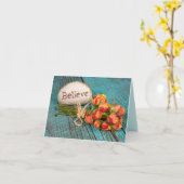 Geloof tekst op rots met rozen kaart (Gele Bloem)