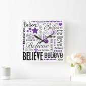 Geloof tekstontwerp voor Word Art Vierkante Klok (Huis)