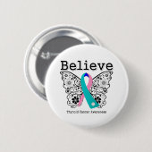 Geloof - Thyroid Cancer Butterfly Ronde Button 5,7 Cm (Voorkant /achterkant)