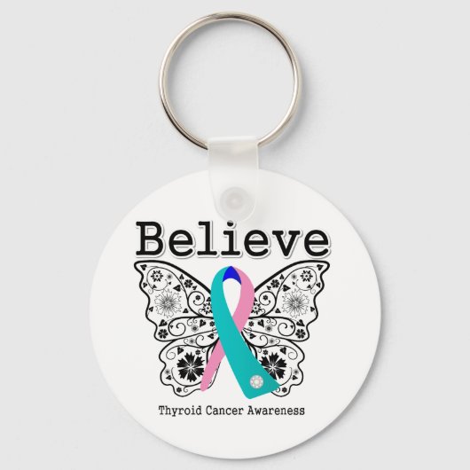 Geloof - Thyroid Cancer Butterfly Sleutelhanger (Voorkant)