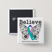 Geloof - Thyroid Cancer Butterfly Vierkante Button 5,1 Cm (Voorkant /achterkant)