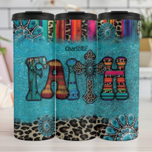 Geloof: Turquoise, Luipaard, Gebloemd Thermosbeker