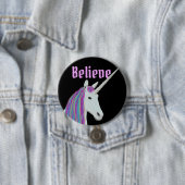 Geloof Unicorn Black Roze Round Button (In situ)