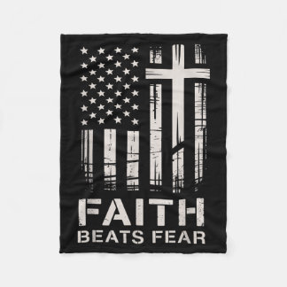 Geloof verslaat angst Amerikaanse vlag Christelijk Fleece Deken