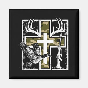 Geloof Vissen Jagen Camo Kruis Eend Hert Christeli Magneet