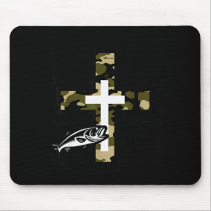 Geloof Vissen Jagen Camo Kruis Met Haak B Chris Muismat