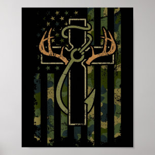 Geloof Vissen Jagen Camo Vs Vlag Kruis Met Haak Poster
