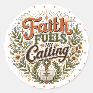 Geloof voedt mijn roeping Vintage botanische verpl Ronde Sticker
