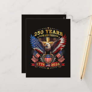 Geloof Vrijheid 250 Jaar 1776 2026 Patriottische A Feestdagenkaart