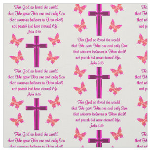 GELOOF VULDE KRUIS EN VLINDER JOHANNES 3:16 STOF