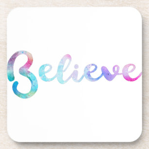 Geloof Waterverf Typografie Art Onderzetter