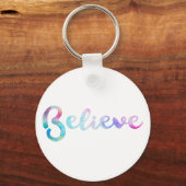 Geloof Waterverf Typografie Art Sleutelhanger (Voorkant)