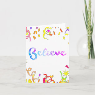 Geloof Waterverf Typografie Confetti Kunst Notitiekaartje