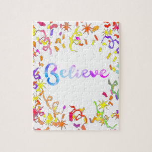 Geloof Waterverf Typografische Confetti Legpuzzel