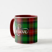 Geloof White Script Red Green Scottish Tartan Mok (Voorkant links)