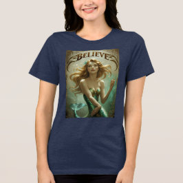 Geloof Zeemeermin Art Vrouwen Inspirerend Oceaan T Tri-Blend Shirt