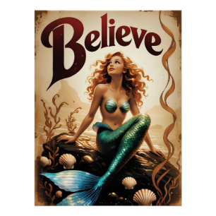 Geloof zeemeermin kunst Ocean Dream Perfect Poster