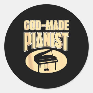 Geloofsgebaseerde Pianist Christelijke Muziek Insp Ronde Sticker