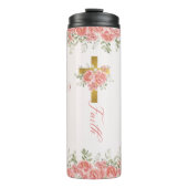 Geloofsgeschenk bloemkruis thermosbeker (Voorkant)