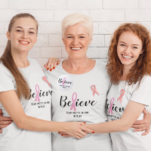 Gelooft roze kankerbewustzijnsgerichte teams t-shirt