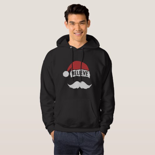 Gelooft u Sinterhat Pet Witte Mustache Familie Chr Hoodie (Voorkant volledig)