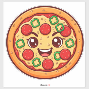 Gelootte Cartoon Pizza Met Pepperoni Sticker