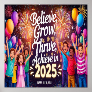 Geloven, groeien, gedijen, bereiken in 2025 - Happ Poster