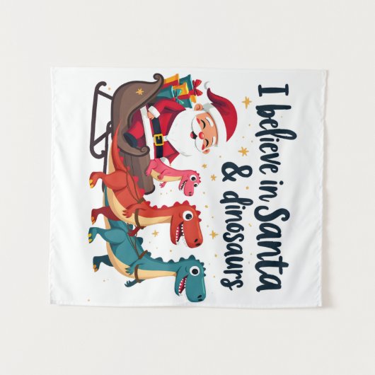 geloven in de Kerstman en dinosaurussen (Santa rij Wandkleed (Voorkant (horizontaal))