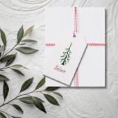Geloven Kerst Schattigee Hand getekend Evergreen T Cadeaulabel