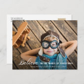 GELOVEN | Witte tekst overlay kerstkaart Briefkaart (Voorkant / Achterkant)