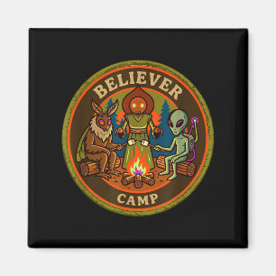 Gelovige kamp mothman alien vintage scout ufo magneet