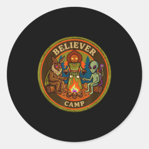 Gelovige kamp mothman alien vintage scout ufo ronde sticker