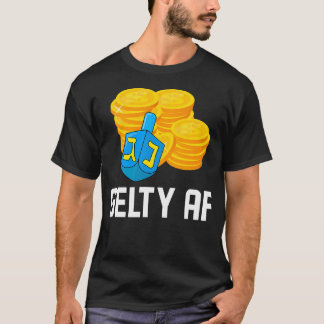 Gelty Af Hanukkah Gelt Dreidel Champ Jewish Menora T-shirt