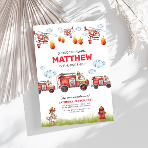 Geluid de Alarm Brandweerman Verjaardag Uitnodigin Kaart